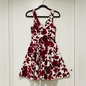 Aqua Floral V-Neck Scuba fit and flare Dress Size Medium